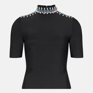Karen Millen Embellished Bandage Knit Tee